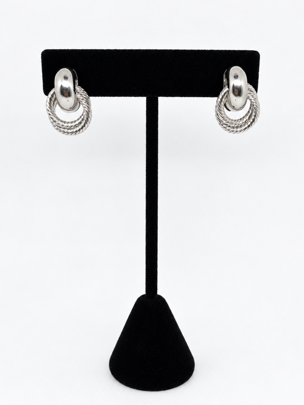Ela Noelle Silver Tone Twisted Rope Circle Drop Earrings